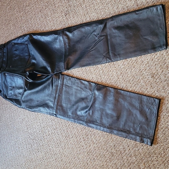 First Classics Black Leather Motorcycle Riding Pants SIZE 8 - Picture 3 of 3